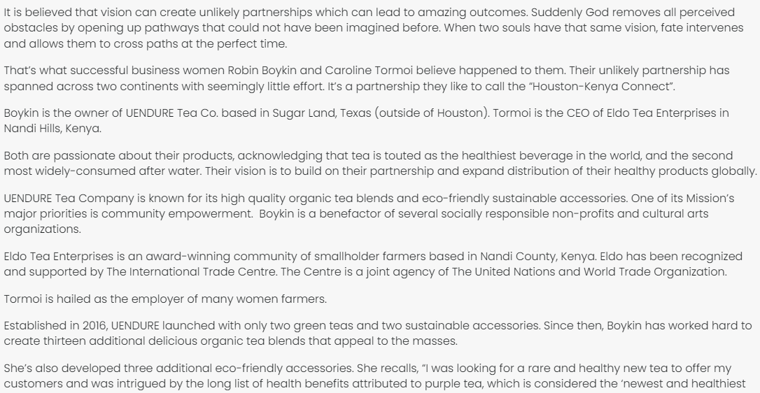 International Focus Magazine explores the Houston‑Kenya Connect