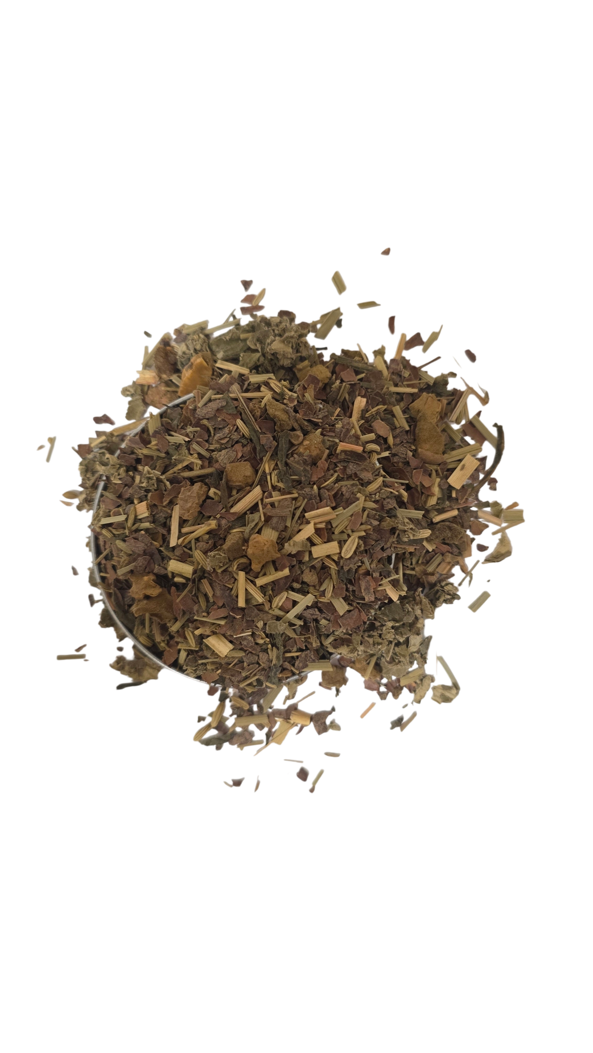 Dry matcha, green tea, raspberry leaf, chocolate bits