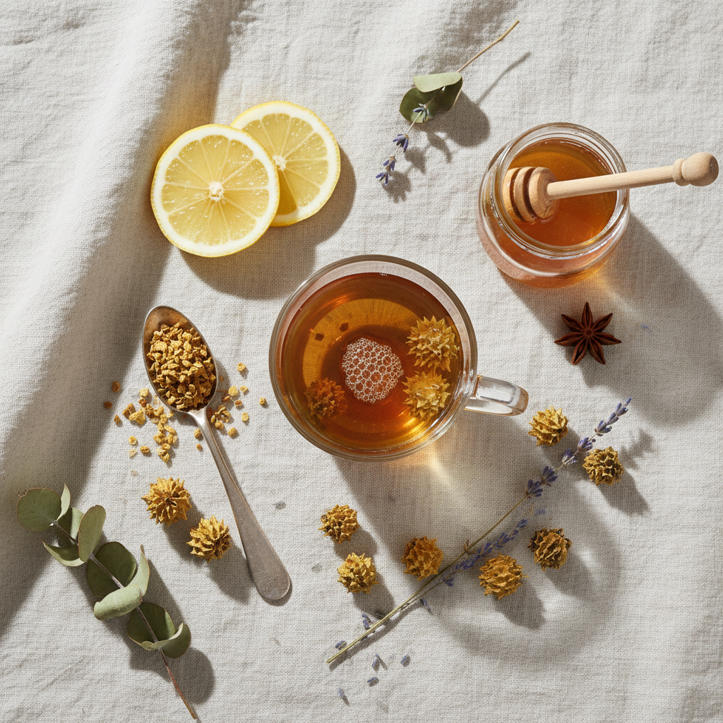 Flat lay tea composition