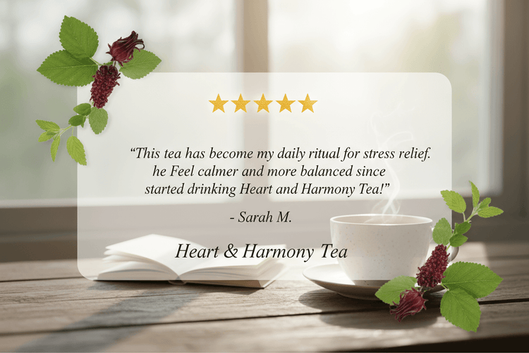 
                    
                      Heart & Harmony Tea with testimonial
                    
                  
