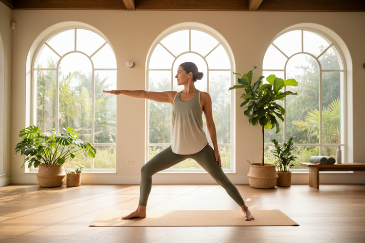 
                    
                      Woman practicing yoga
                    
                  
